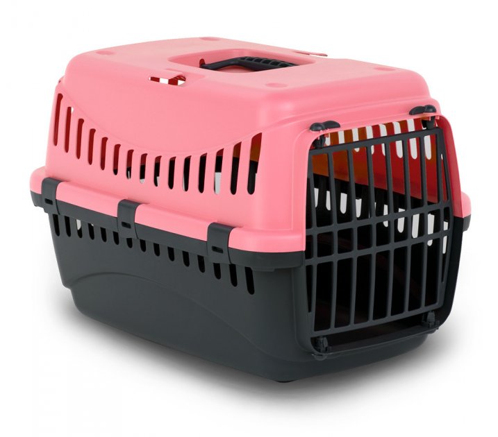 

Переноска - контейнер для кошек и собак пластиковая Animal carrier Черный/Розовый (П- 483)