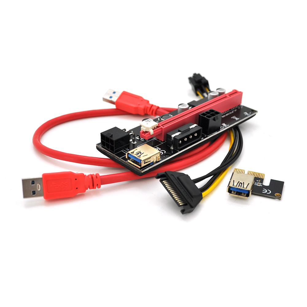Riser PCI-EX, x1=>x16, 4-pin/6-pin, SATA=>6Pin, USB 3.0 AM-AM 0,6 м ...