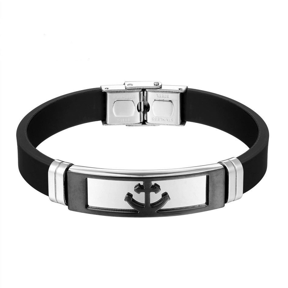

Браслет из каучука и ювелирной стали якорь New Collection