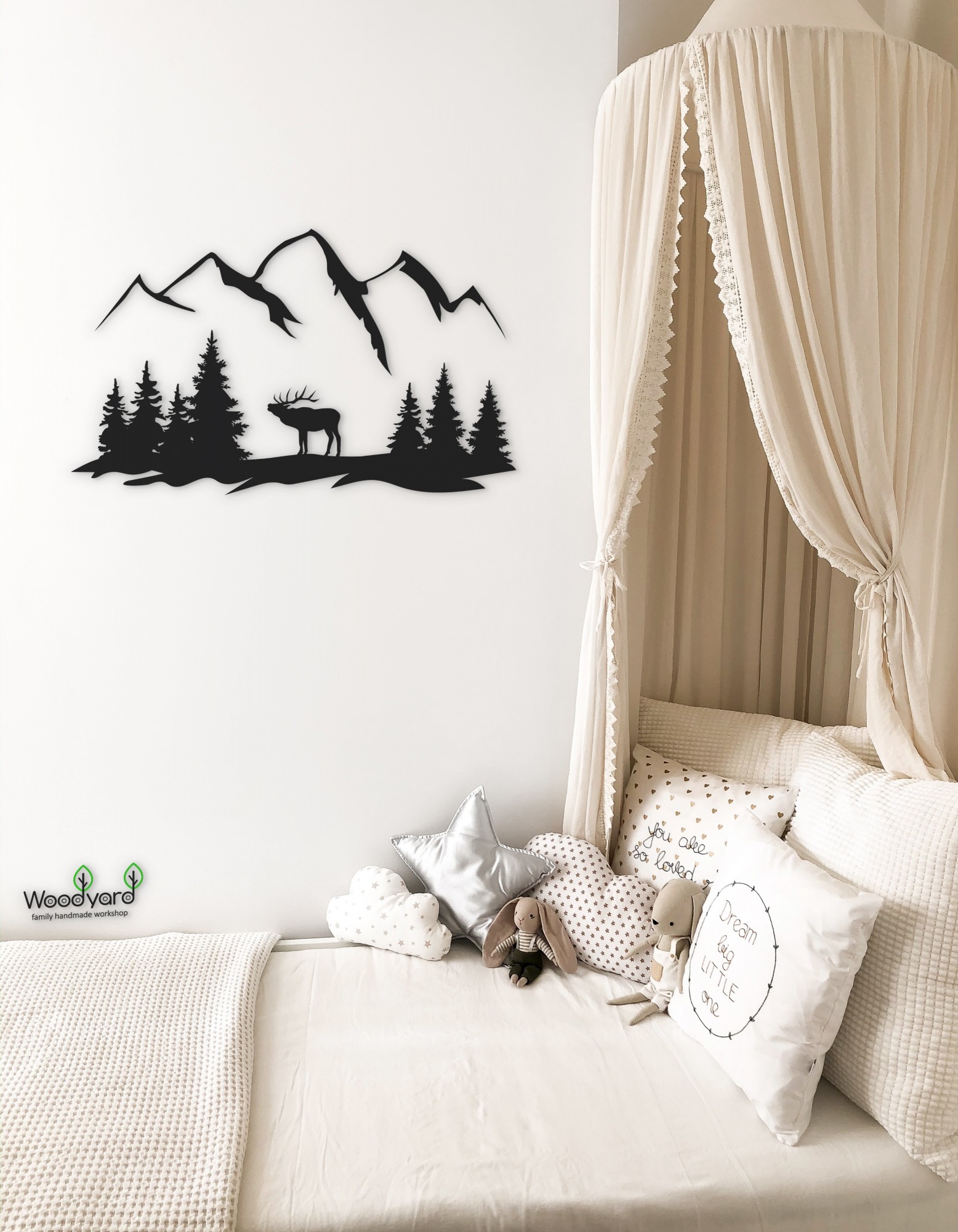 

Панно из дерева Woodyard горы 60х35 см чёрное 0088 4