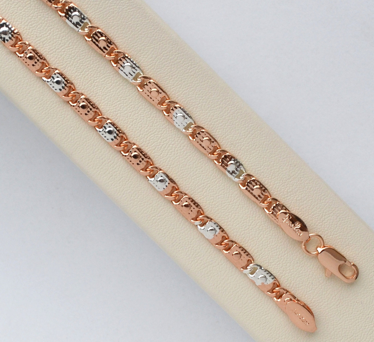 

Цепочка FJ 94110181-50 плетение скрепка покрытие белым и розовым золотом 18к. длина 50 см.