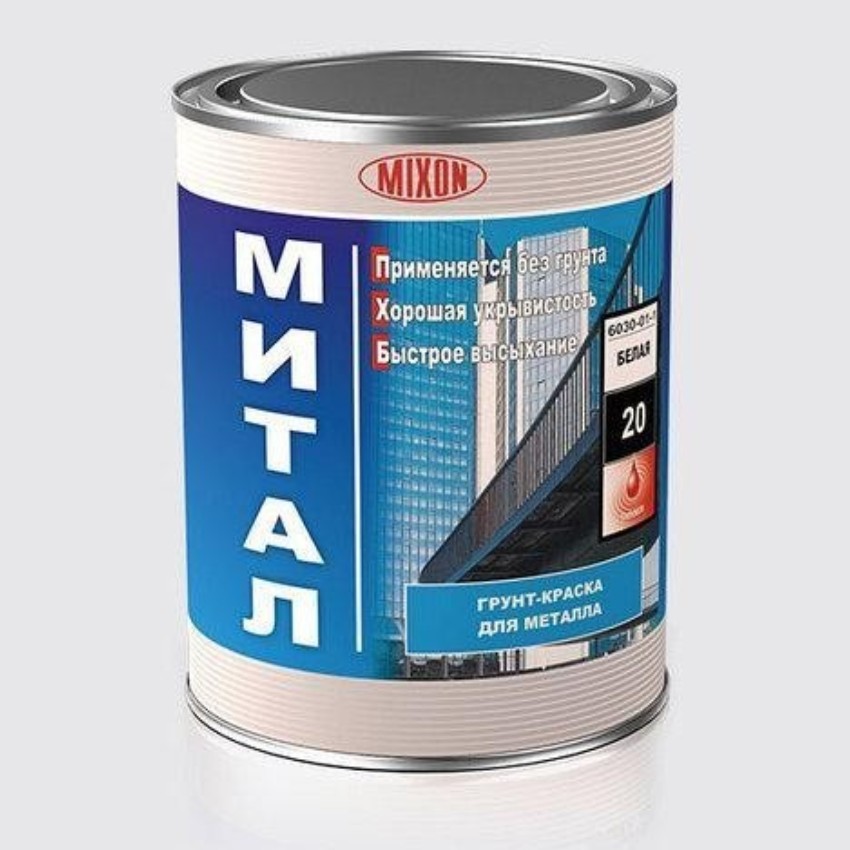 

Краска-грунт алкидная MIXON МИТАЛ 6030 по металлу белая полуматовая 1 л