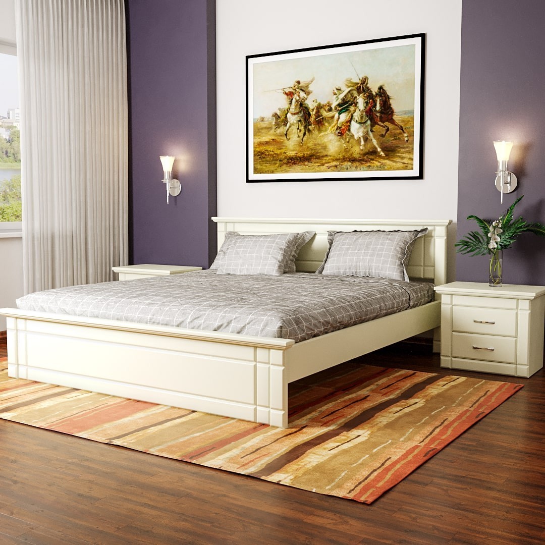

Двуспальная кровать из ясеня MEBLIUS Модена 180 см x 200 см Слоновая кость
