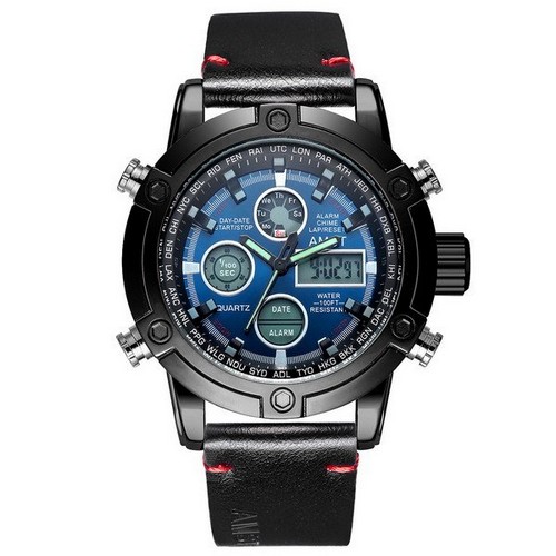 

AMST 3022P Black-Blue Smooth Wristband