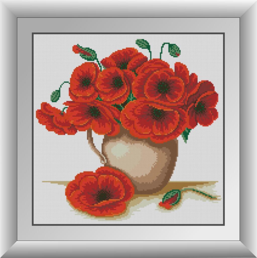 

Алмазная мозаика Красные маки Dream Art 30011 39х39см 18 цветов, квадр.стразы, полная зашивка. Набор алмазной вышивки