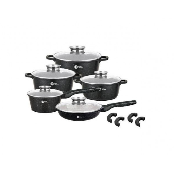 

Набор посуды с гранитным покрытием на 14 предметов Higer Kitchen НК-305 Черный