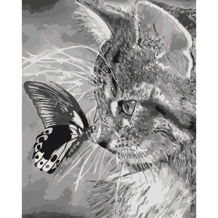 

Картина по номерам Животные, птицы "Котёнок и бабочка" 40х50см * KHO2499