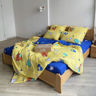 

Комплект постельного белья Lelit 0377/2 Бязь Желто-синий с разноцветными сердцами 180х215