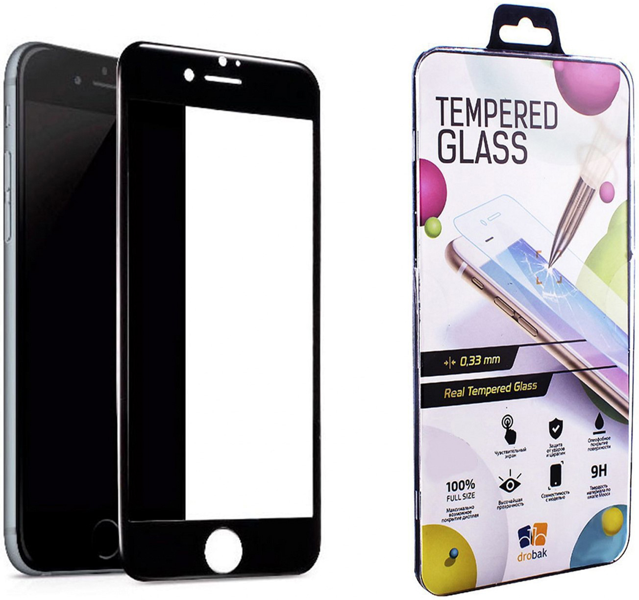 

Защитное стекло Drobak для Apple iPhone 8 Black