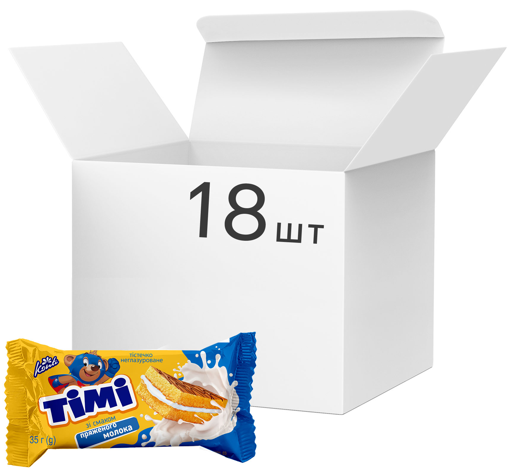 Пирожное Konti Timi со вкусом топленого молока 35 г х 18 шт ...