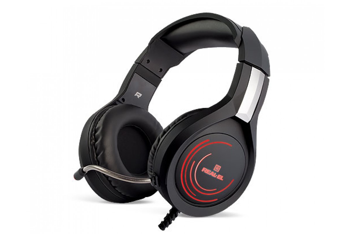 

Наушники игровые REAL-EL GDX-7400 c подсветкой и микрофоном Чёрные