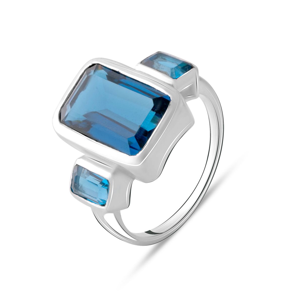 

Срібна каблучка 925 проби 6,39 г з лондон блю топазами з США 6,23 карат колекція "Подих Візантії" BoutiqueTV розмір 18.5