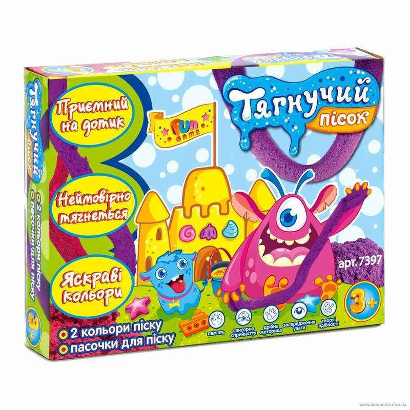 

Песок ТЯГУЧИЙ кинетический 7397 "Чародійний тягнучий пісок" (8) 700 грамм + паски, "FUN GAME", (Украина)