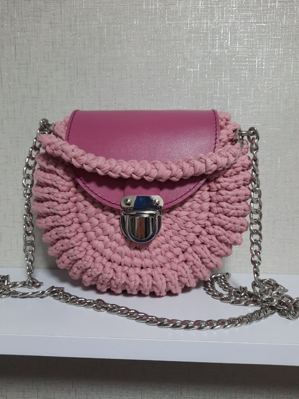 

Вязаная сумочка OREO Pink 21*19cm