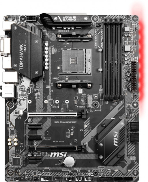 

Мат. плата MB MSI B450 TOMAHAWK MAX (B450/sAM4/4xDDR4 4133(OC)/2xPCIе x16/3xPCIе x1/1x M.2 Socket 3/6xSATA3/RAID 0,1,10/GLan/DVI, HDMI, 1xUSB3.2 Type-C, 3xUSB3.2, 2xUSB2.0/Audio 7.1Ch/ATX)