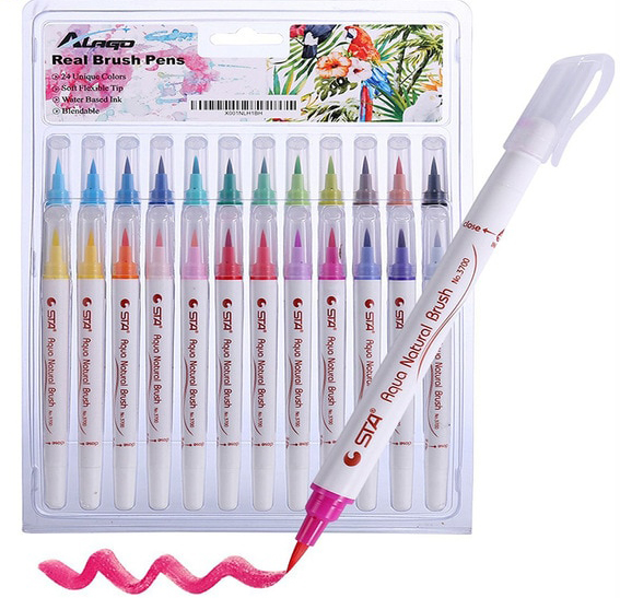 

Акварельные маркеры STA Aqua natural brush 24 цвета
