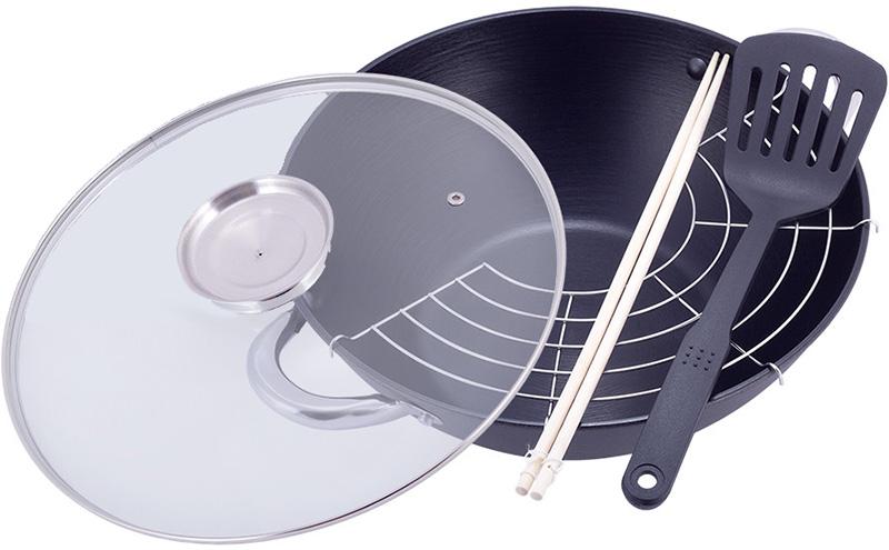 

Казан чугунный Wok 4.5л, с антипригарным покрытием и аромо-крышкой (KM-4807MR)