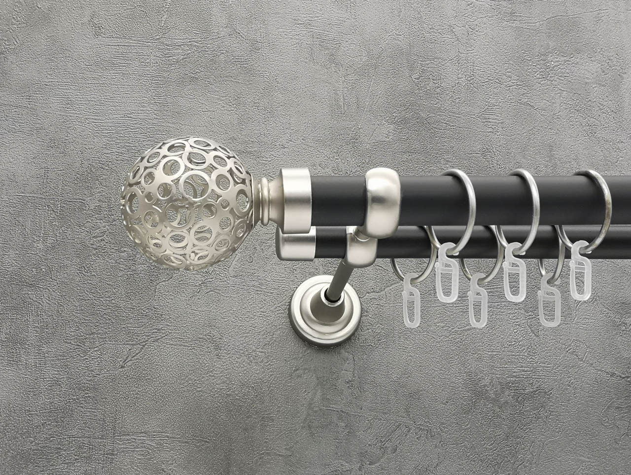 

Карниз Quadrum Савона 400 см двойной Сатин/черный матовый открытый 25/19 мм гладкая (кольца с крючками)