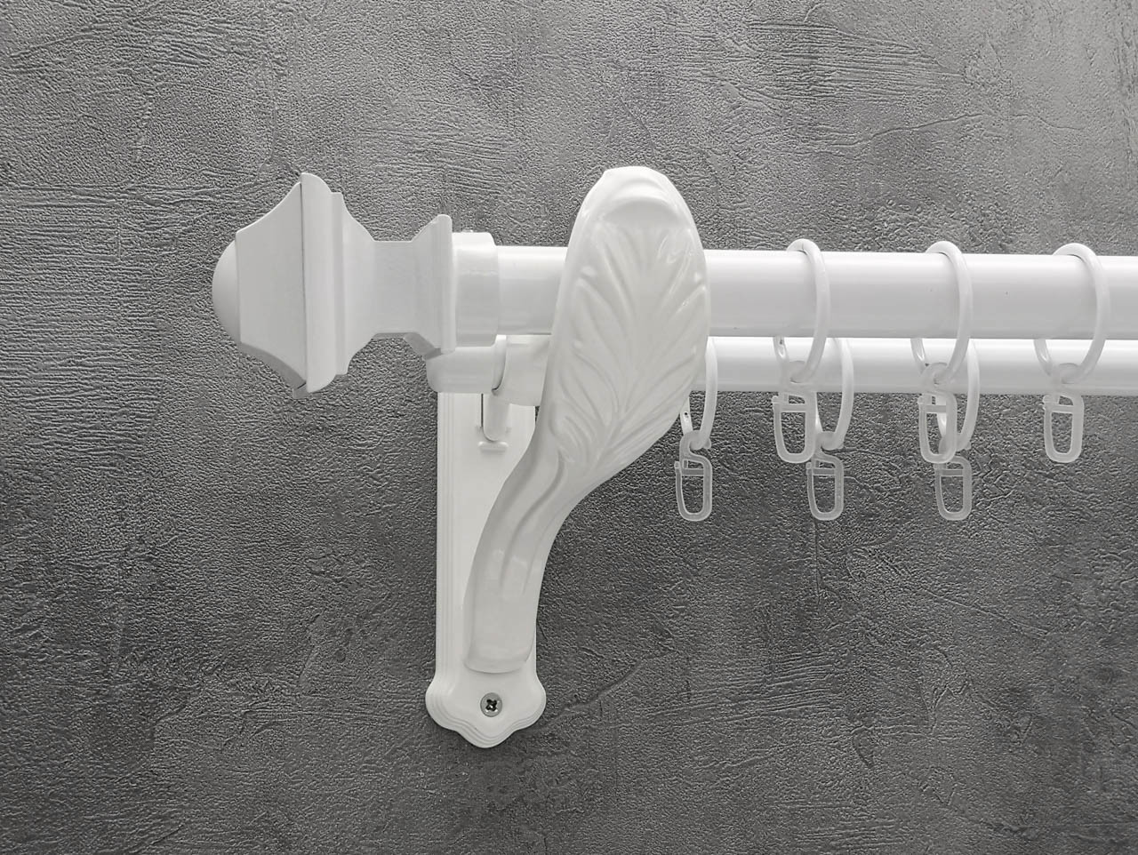 

Карниз Quadrum Борджеза 160 см двойной Белый ретро 25/19 мм гладкая (кольца с крючками)