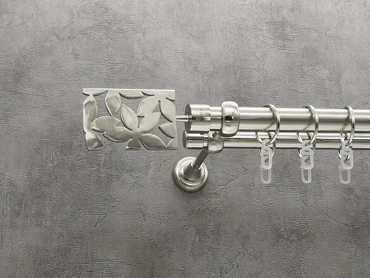 

Карниз Quadrum Делия 160 см двойной Сталь открытый 25/19 мм гладкая (кольца с крючками)