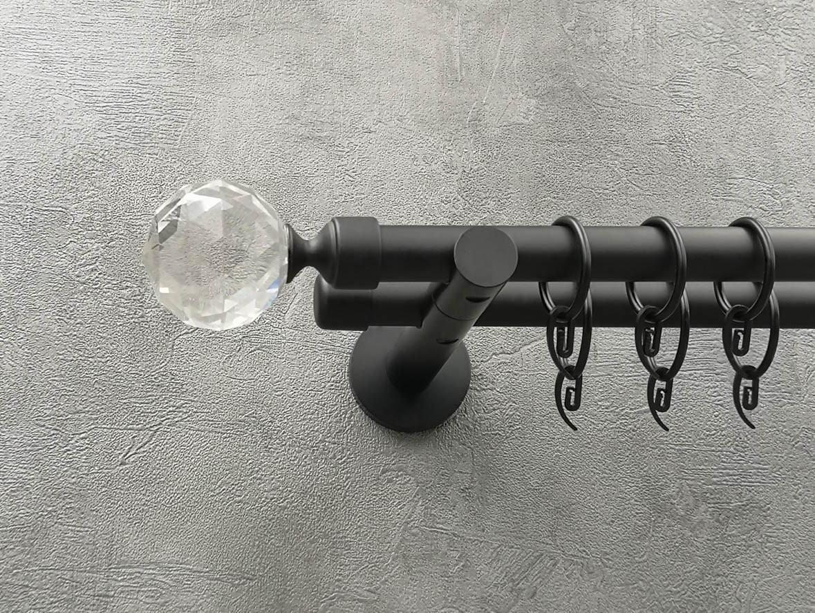 

Карниз Quadrum Люмиера 240 см двойной черный матовый универсальный 19/19 мм гладкая (кольца с крючками)