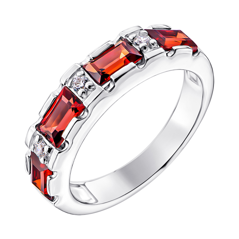 

Серебряное кольцо с гранатами и цирконием 000137275 16 размера