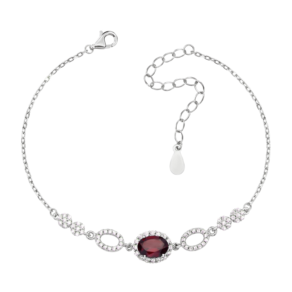 

Серебряный браслет с гранатом и фианитами 000131824 17.5 размера