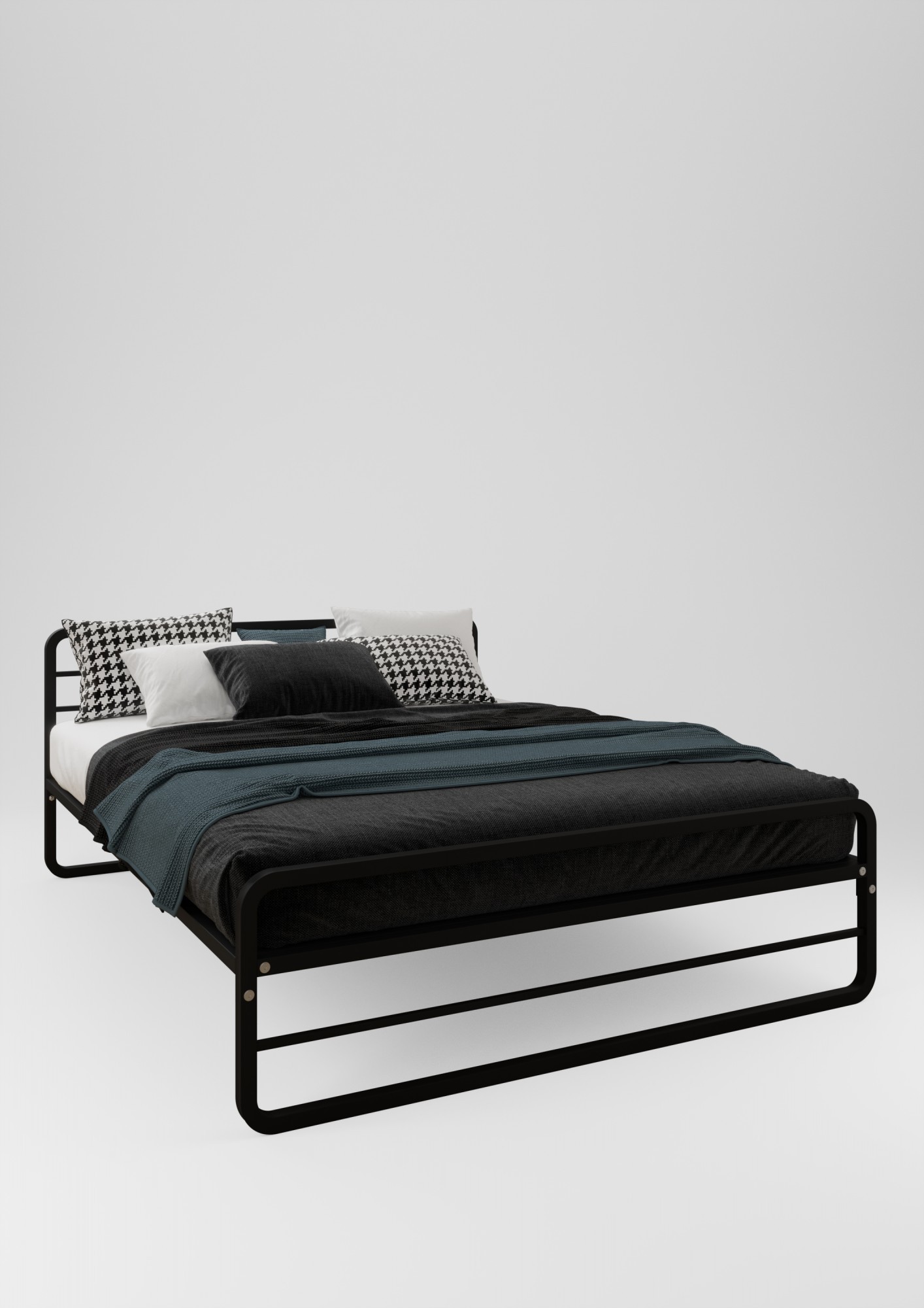 

Кровать полуторная CUBUS Хайтек 120x200 чёрный мат