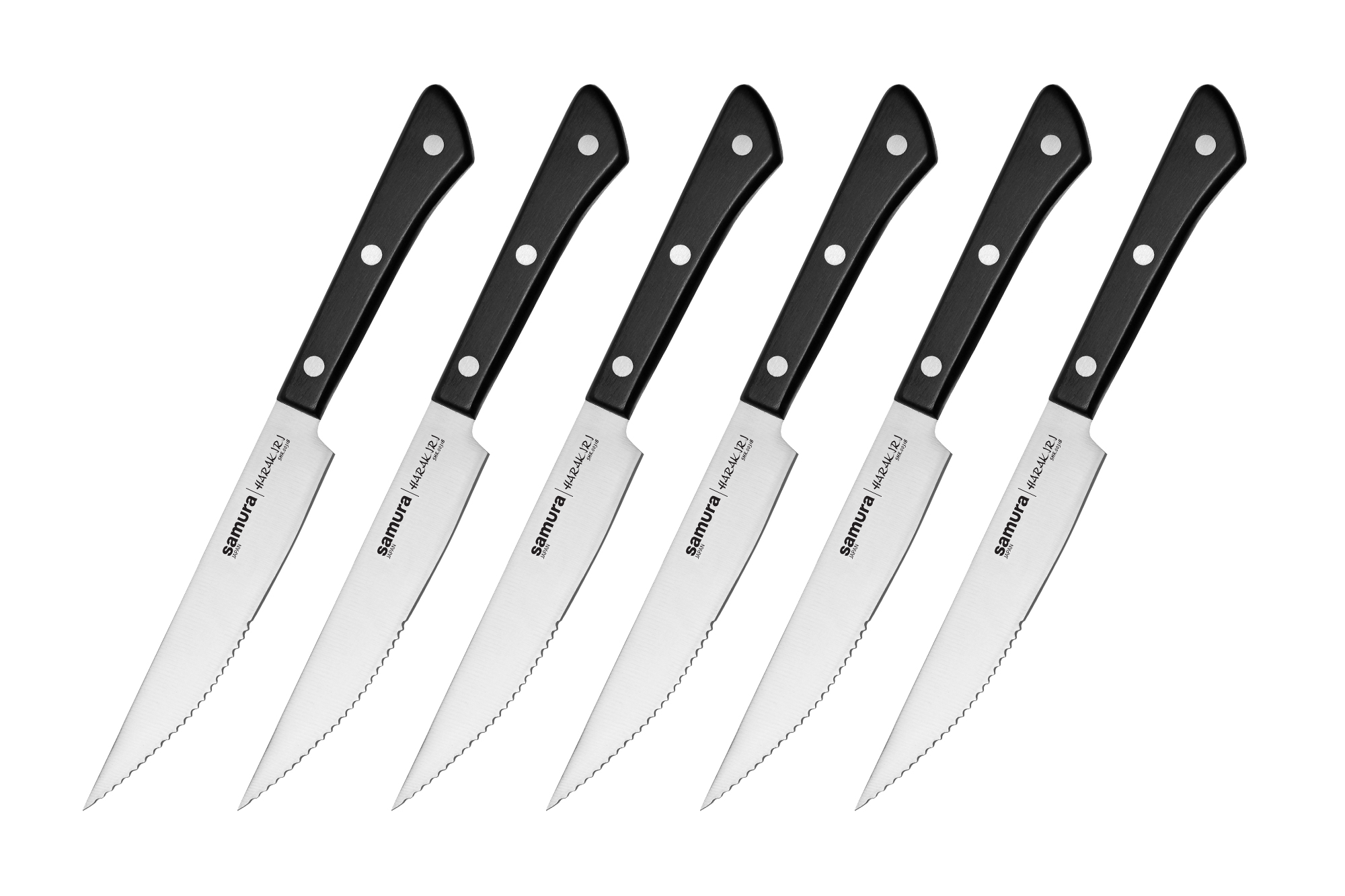

Набор из 6-ти кухонных ножей для стейка, Samura "Harakiri" (SHR-0260B)