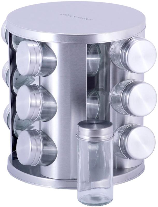 

Набор для специй Kamille Mirele Silver 12 емкостей на стальной круглой подставке Kamille KM-7032