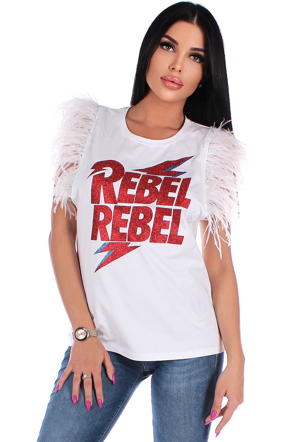 

Футболка жіноча Krutyakov REBEL XXL білий 219672