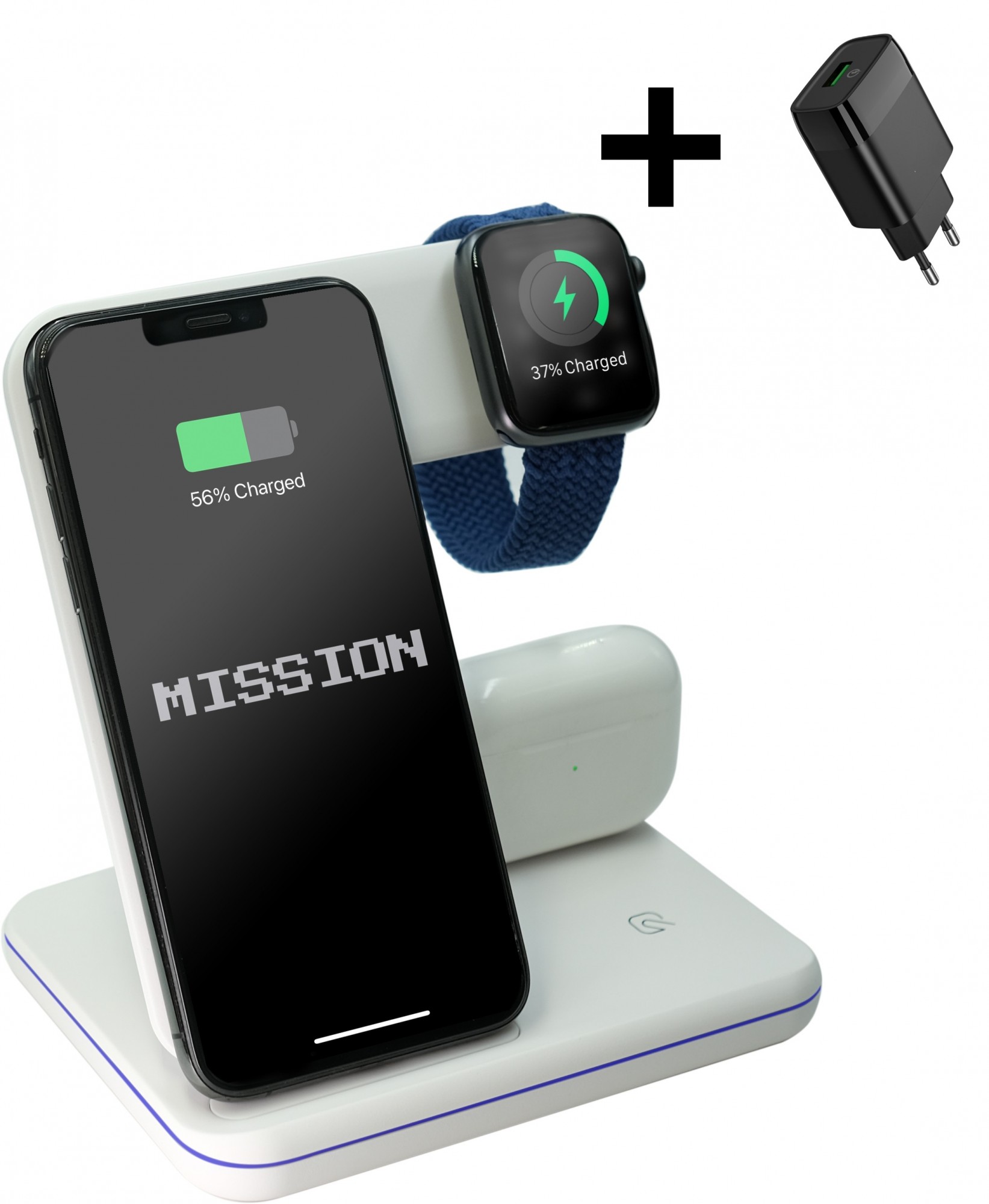 

Беспроводное зарядное устройство 3 в 1 MISSION Dock Station 3 in 1 Белый (Mi-DS-3in1wh)