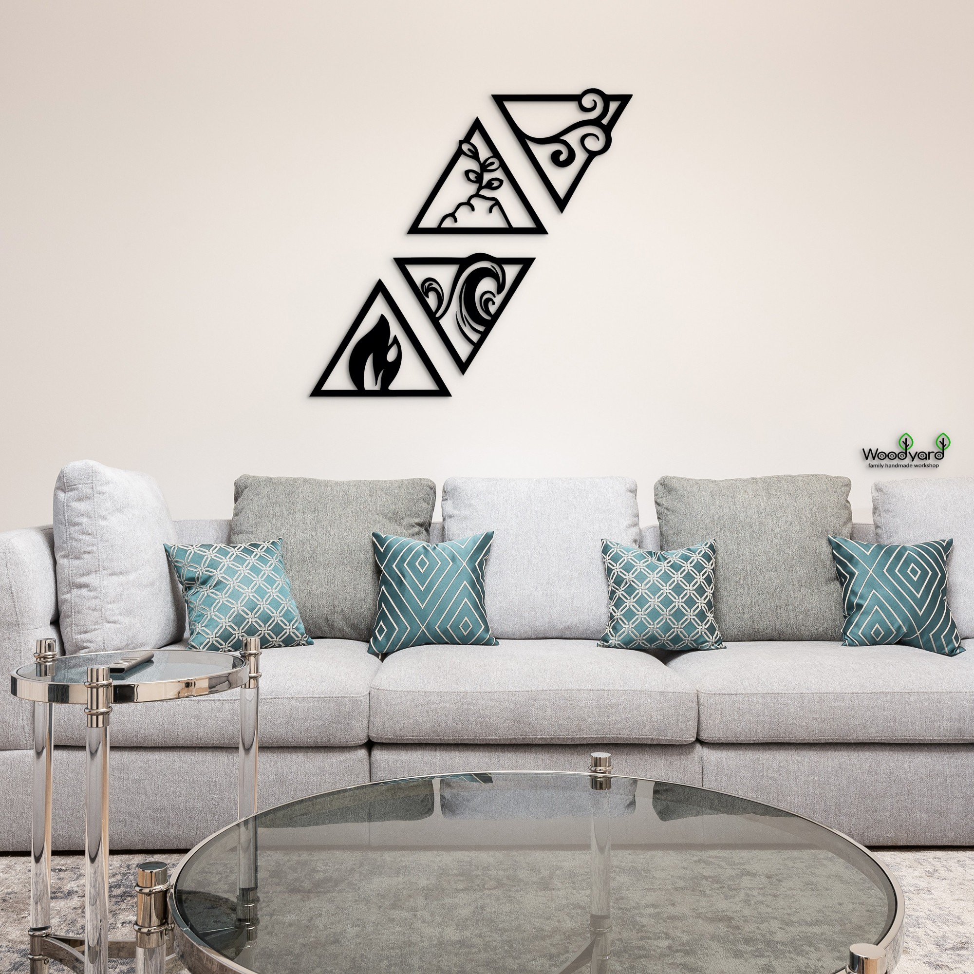 

Панно из дерева Woodyard четыре стихии 25х25 см чёрное 0120 1