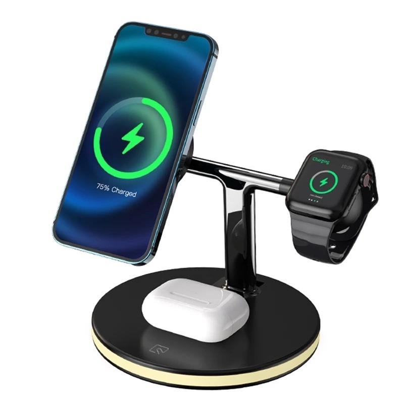 

Беспроводное зарядное устройство MagSafe 3-в-1 Black для iPhone 12-13 / Apple Watch / AirPods (Wireless Charging Station Dock)