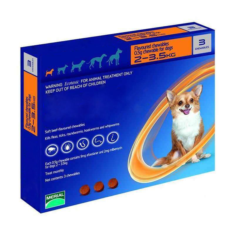 

Таблетка для собак Merial от блох, клещей и гельминтов 2-3,5кг