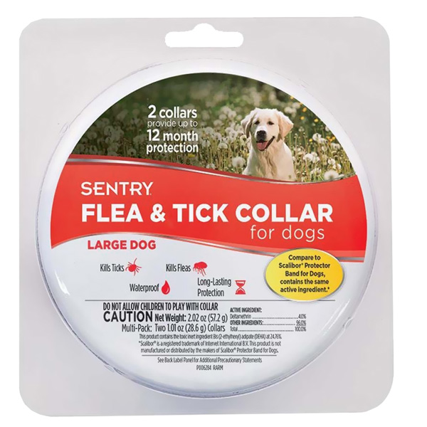 

Ошейник от блох и клещей для собак крупных пород,Sentry Flea&Tick Large 6 месяцев защиты, 56 см, 2 шт
