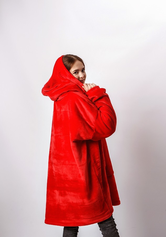 

Толстовка-Плед c Капюшоном и Руковами Fluffy Hoodie Красный