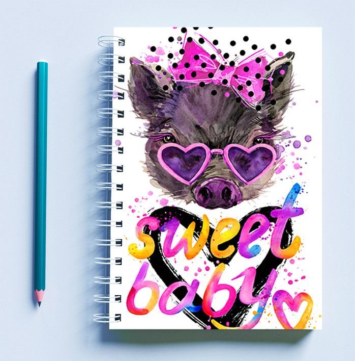

Скетчбук (Sketchbook) для рисования с принтом "Sweet baby"