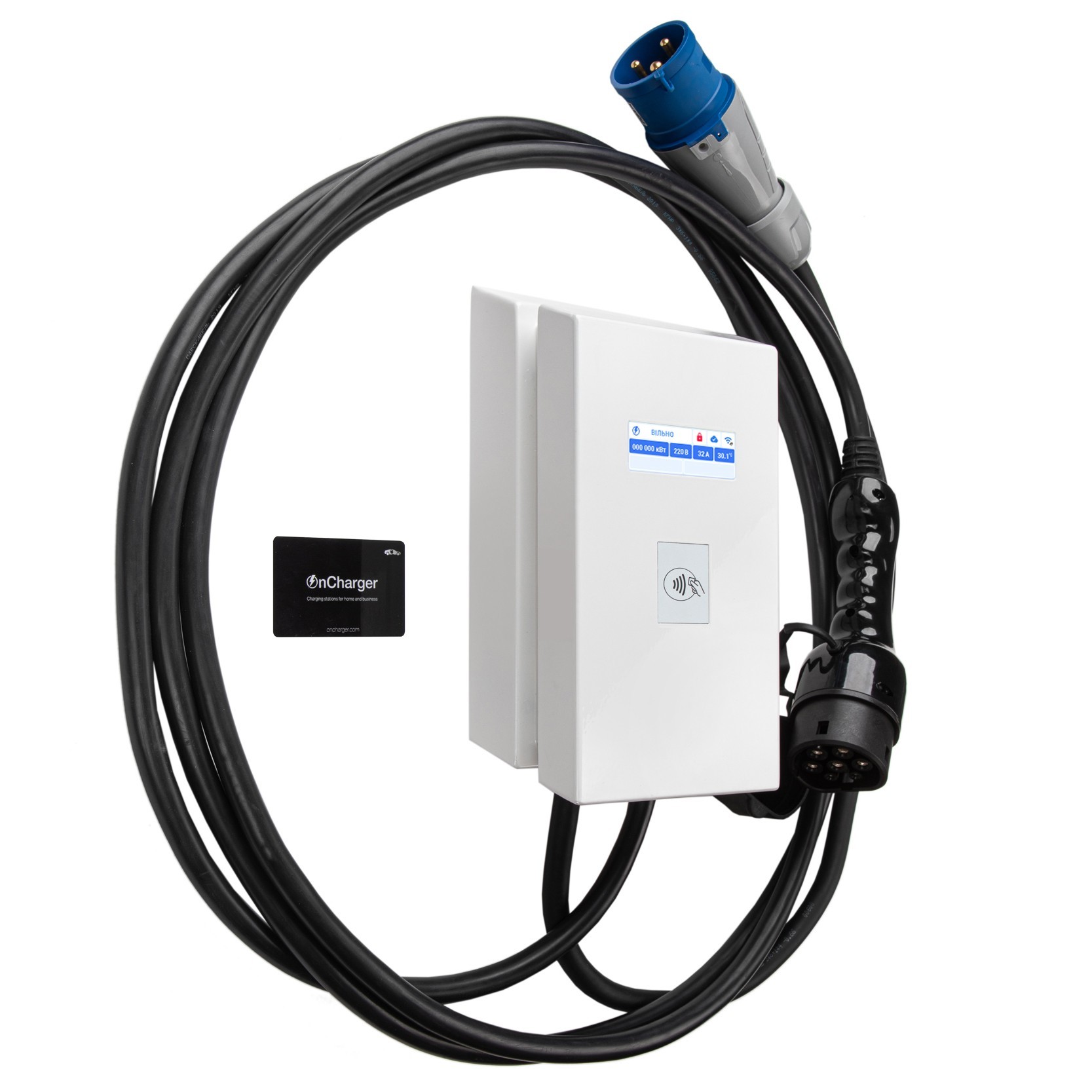 

Зарядная станция OnCharger™ 32A Type 2 NFC WEB Облако WIFI (OC1P-32A-Mennekes)