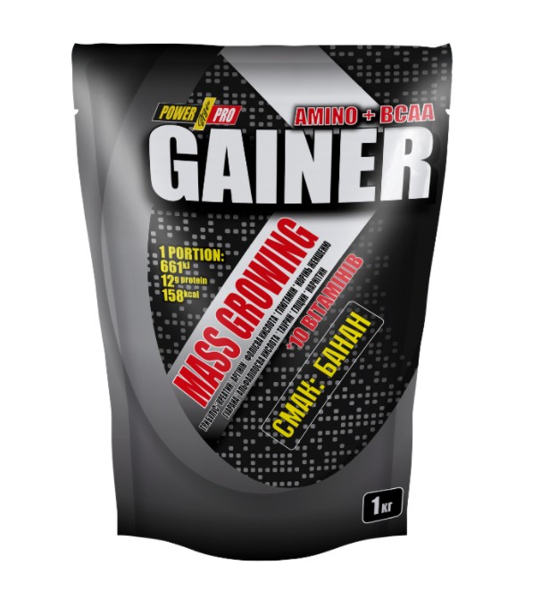

Гейнер Power Pro Gainer Amino + BCAA 1 кг Банан