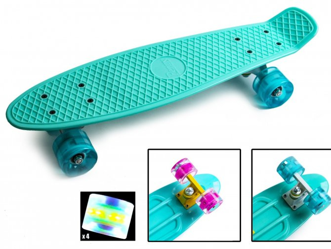 

Пенни борд Penny Board Pastel Series светящиеся колеса бирюзовый