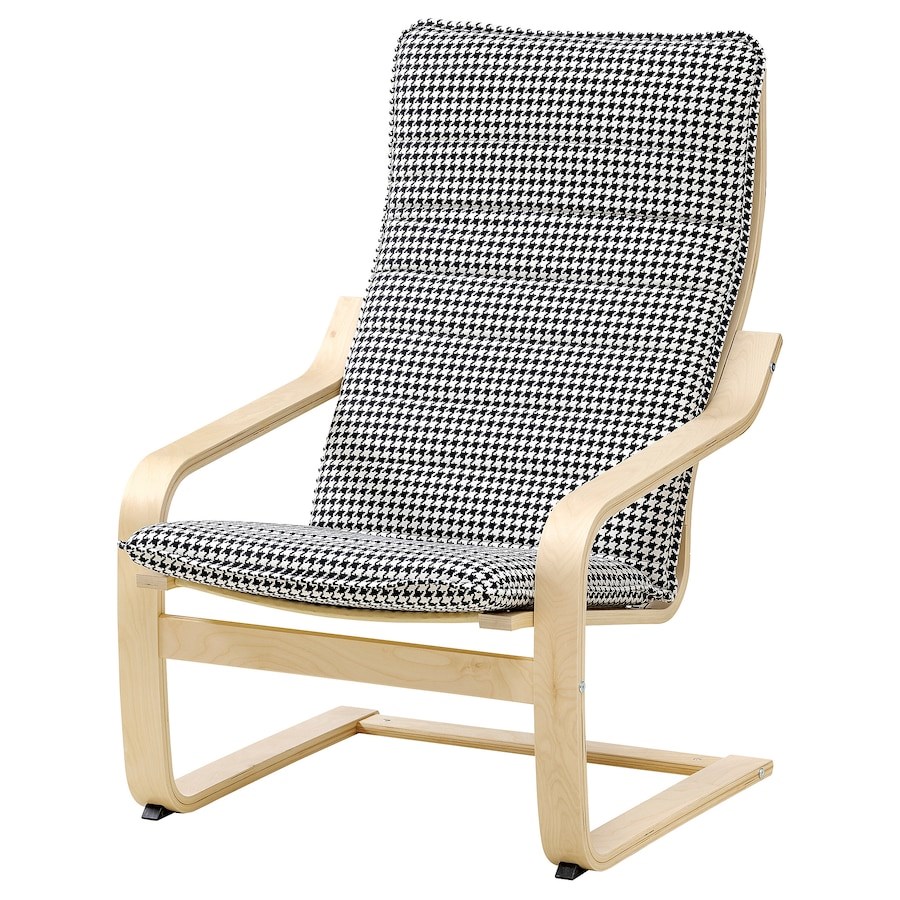 

Крісло IKEA POANG / HAVERODAL березовий шпон / Vibberbo чорний / бежевий (694.636.39)