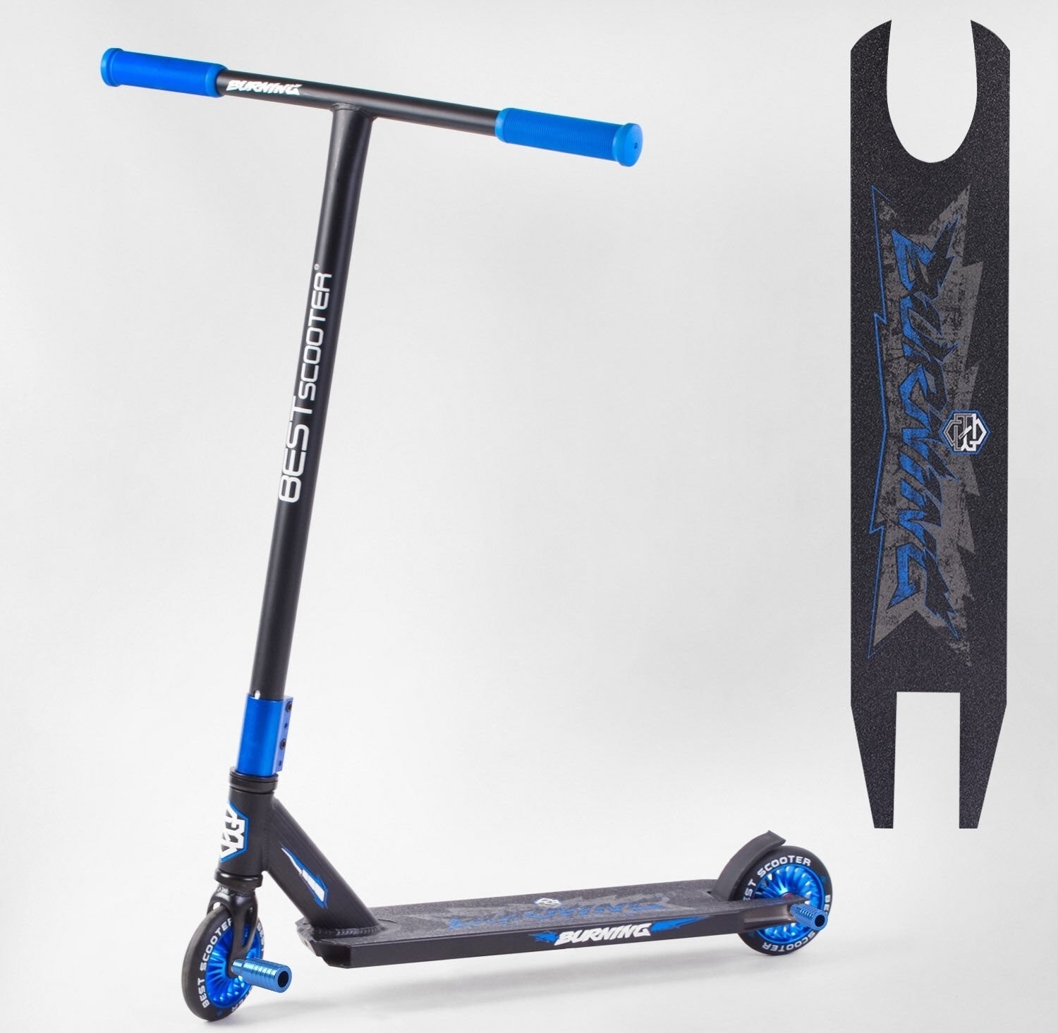 

Самокат трюковый "Best Scooter" 14106 "Burning" HIC-система, ПЕГИ, колёса PU, d=110мм, ширина руля - 53 см, высота руля от пола 83 см в коробке