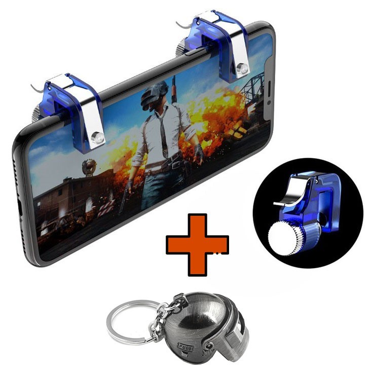 

Игровые контроллеры (геймпад триггеры курки) для ПУБГ PUBG Marpiel R11 Blue + брелок шлем 3 уровня (MGCR11B1)