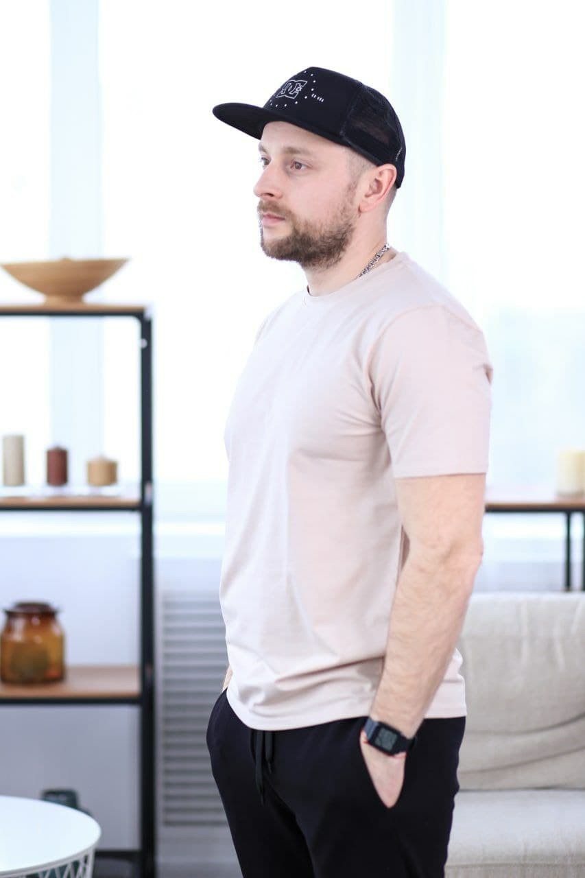 

Однотонная футболка БЕЖЕВАЯ  VS-1402-BEG, Однотонная футболка БЕЖЕВАЯ S VS-1402-BEG-S