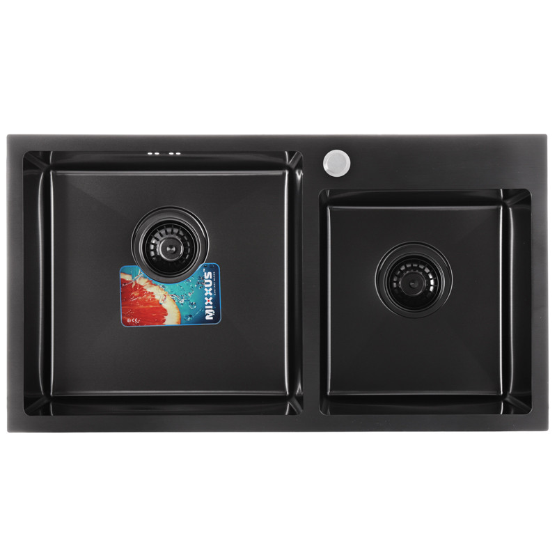 

Врезная кухонная Мойка из нержавеющей стали MIXXUS MX7843-220x1.0-PVD-BLACK Черная (MX0565)