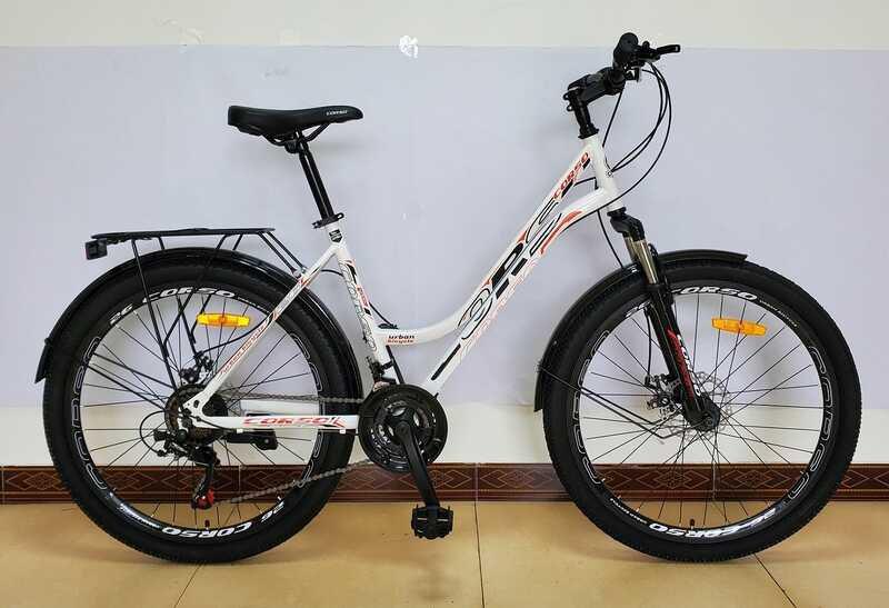 

Велосипед Спортивный Corso «Urban» 26" дюймов 99044 рама металлическая, SunRun 21 скорость, крылья, багажник, Белый