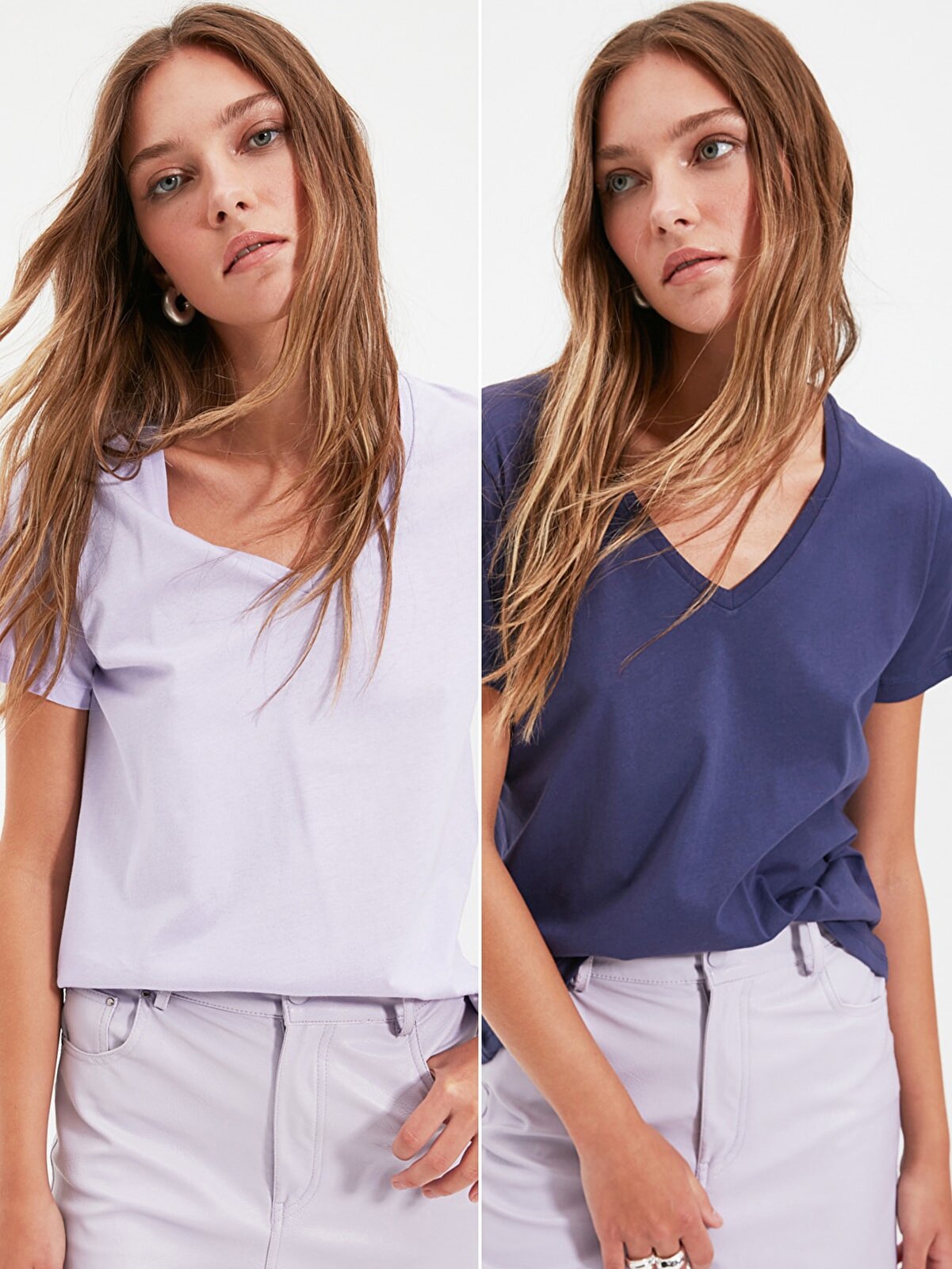 

Футболка Trendyol TWOSS20TS0142  2 шт Navy Blue-Lilac, Футболка Trendyol TWOSS20TS0142 XL 2 шт Navy Blue-Lilac