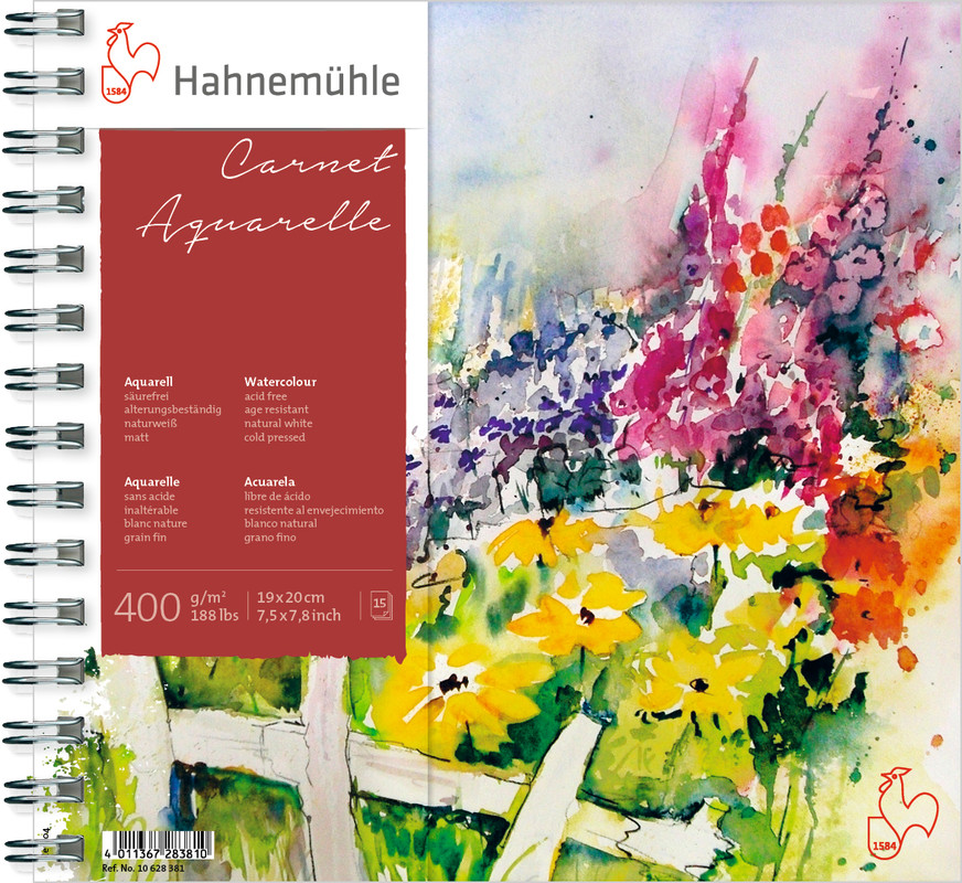 

Альбом на спирали для акварели 19х20см 15л 400г Carnet de Aquarelle Hahnemuhle
