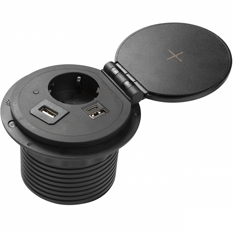 

Удлинитель CHARGER PLUS 1 розетка SCHUKO + USB A+C (сменные USB, RJ45, HDMI) провод 1,5 м черный GTV (AE-BPW1SACP-20)